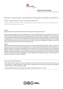 Espace, ressources naturelles et demandes sociales au Burkina Faso: quel avenir pour l environnement? - article ; n°1 ; vol.16, pg 83-96