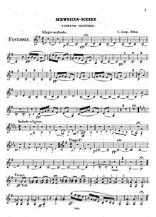 Partition violons II, Schweizer Scenen, Fantaisie, G major, Böhm, Carl Leopold