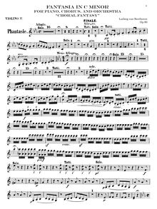 Partition violons II, Fantasia pour Piano, chœur et orchestre, Choral Fantasy