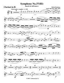 Partition clarinette, Symphony No.37, D major, Rondeau, Michel par Michel Rondeau