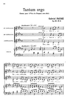 Partition complète, 2 offertoires, Op.65, Fauré, Gabriel