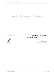 TL: quelques liens sur La Bruyère