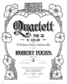 Partition violon 1, corde quatuor No.3, Op.71, C Major, Fuchs, Robert