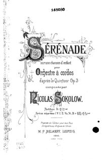 Partition complète, Sérénade, Op.3, Sérénade sur le nom B-la-f ; also Sérénade sur une chanson d enfant