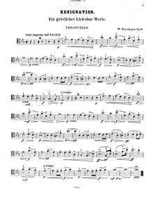 Partition de violoncelle, Resignation, Op.8, Resignation, Ein geistliches Lied ohne Worte, Op.8
