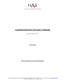 Hadronthérapie par ions carbone  rapport préliminaire - Rapport Hadronthérapie