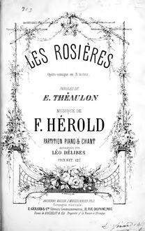 Partition complète, Les rosières, Opéra comique en trois actes, Hérold, Ferdinand