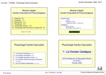 1er cycle PCEM2 Physiologie Cardio Vasculaire Année Universitaire