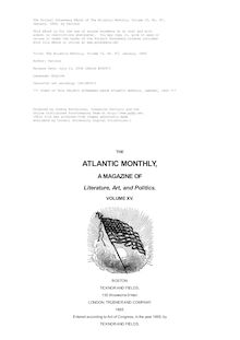 The Atlantic Monthly, Volume 15, No. 87, January, 1865