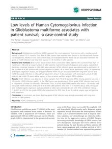 Low levels of Human Cytomegalovirus Infection in Glioblastoma multiforme associates with patient survival; -a case-control study