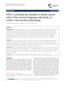 PAX2 is activated by estradiol in breast cancer cells of the luminal subgroup selectively, to confer a low invasive phenotype
