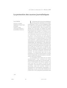 La protection des sources journalistiques - DENIS 1