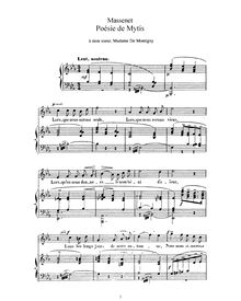 Partition complète (E♭ Major: haut voix et piano), Poésie de Mytis