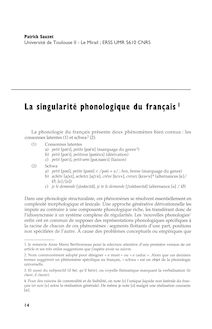La singularité phonologique du français - article ; n°1 ; vol.141, pg 14-35