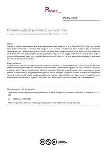 Pharmacopée et parfumerie sumériennes - article ; n°238 ; vol.66, pg 147-159
