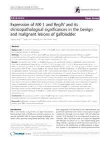 Expression of MK-1 and Regâ…£ and its clinicopathological significances in the benign and malignant lesions of gallbladder