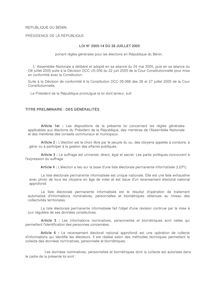 LOI n°2005-14 Du 28 - REPUBLIQUE DU BÉNIN PRÉSIDENCE DE LA ...