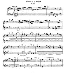 Partition complète, Allegro, D.154, Allegro in E Major, Discarded Sonata Mvt.