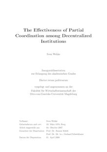 The effectiveness of partial coordination among decentralized institutions [Elektronische Ressource] / Sven Wehke