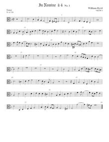 Partition ténor viole de gambe 2, alto clef, en Nomine a 4, Byrd, William
