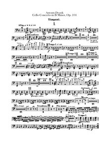 Partition timbales, Triangle, violoncelle Concerto, Koncert pro violoncello a orchestr par Antonín Dvořák