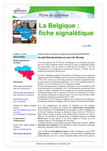 La Belgique : fiche signalétique