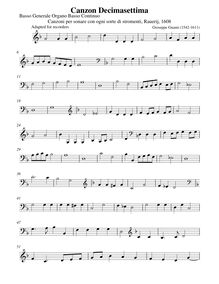 Partition Basso generale, organo, Canzon Decimasettima, G minor