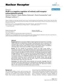 PLZF is a negative regulator of retinoic acid receptor transcriptional activity