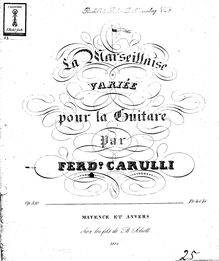Partition complète, Variations on  La Marseillaise , Op.330, Carulli, Ferdinando
