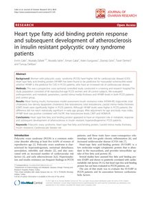 Heart type fatty acid binding protein response and subsequent development of atherosclerosis in insulin resistant polycystic ovary syndrome patients