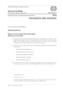 Audit questions - Report of the Independent Oversight Advisory  Committee