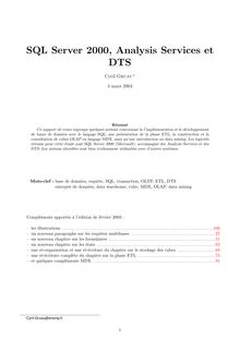 SQL Server 2000, Analysis Services et DTS