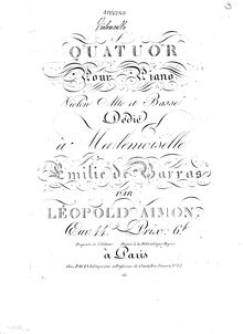 Partition violoncelle, Piano quatuor, D minor, Aimon, Léopold