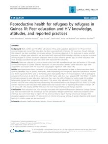 Reproductive health for refugees by refugees in Guinea IV: Peer education and HIV knowledge, attitudes, and reported practices