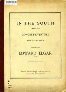 Partition Cover, en pour South, Alassio, Elgar, Edward