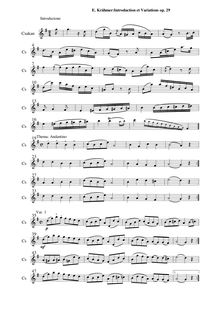 Partition Csakan , partie, Introduction et Variations, E-flat major