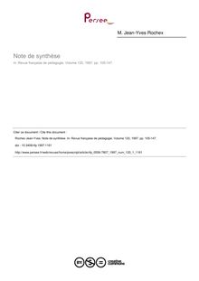 Note de synthèse - article ; n°1 ; vol.120, pg 105-147