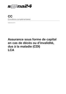 Conditions complémentaires (CGA) - Assurance sous forme de capital en  cas de décès ou d’invalidité