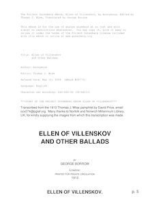 Ellen of Villenskov - and Other Ballads