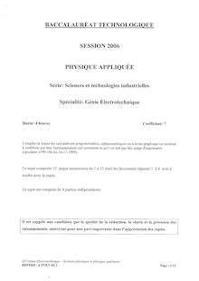 Physique Appliquée 2006 S.T.I (Génie Electrotechnique) Baccalauréat technologique