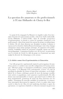 La question des amateurs et des professionnels à l’Usine Hollander de Choisy-le-Roi - article ; n°1 ; vol.83, pg 105-113