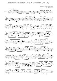 Partition Complete Playing Score, violoncelle Sonata en E-flat major