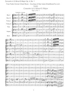 Partition Concerto No.1 en G minor, HWV 289, 6 orgue Concertos, HWV 289-294 (Op.4)