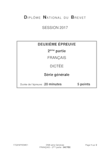 Brevet 2017 - Français/Dictée (série générale)