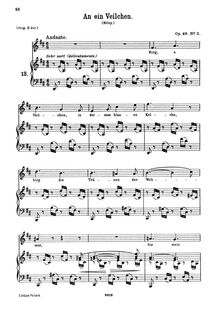 Partition No., An ein Veilchen, 5 chansons, Brahms, Johannes