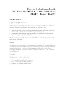risk and audit plan 2007