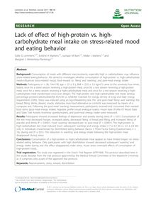 Lack of effect of high-protein vs. high-carbohydrate meal intake on stress-related mood and eating behavior