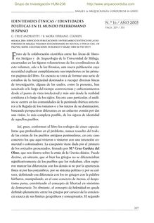 Identidades étnicas / identidades políticas en el mundo prerromano hispano. (Luís Baena del Alcázar; G. Cruz Andreotti; B. Mora Serrano, coords.)