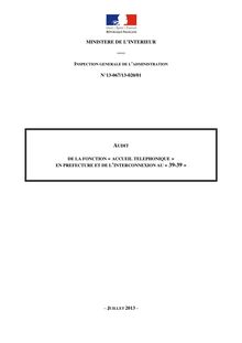 Audit de la fonction Accueil téléphonique en préfecture et de l'interconnexion au 39-39