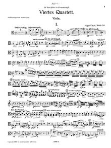 Partition viole de gambe, corde quatuor No.4, A Minor, Kaun, Hugo